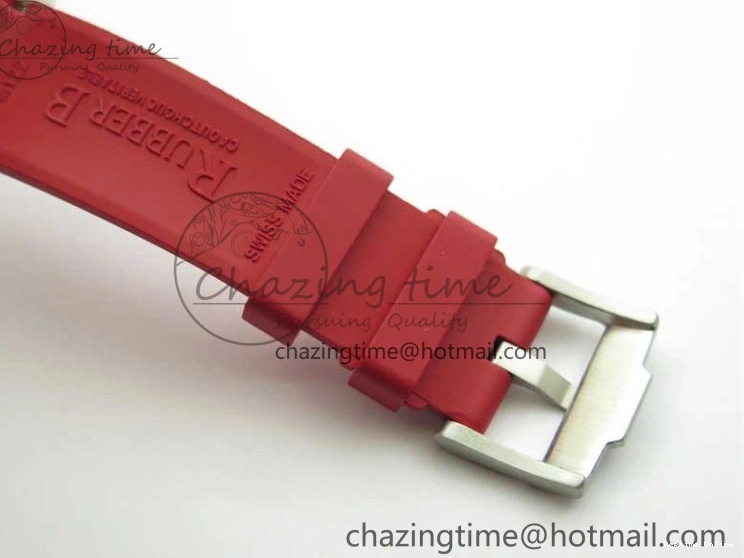 0123 WrinkleFree Submariner 40mm White Ceramic 5GF Best Edition White Red Dial on Red Rubber Strap SA 2485